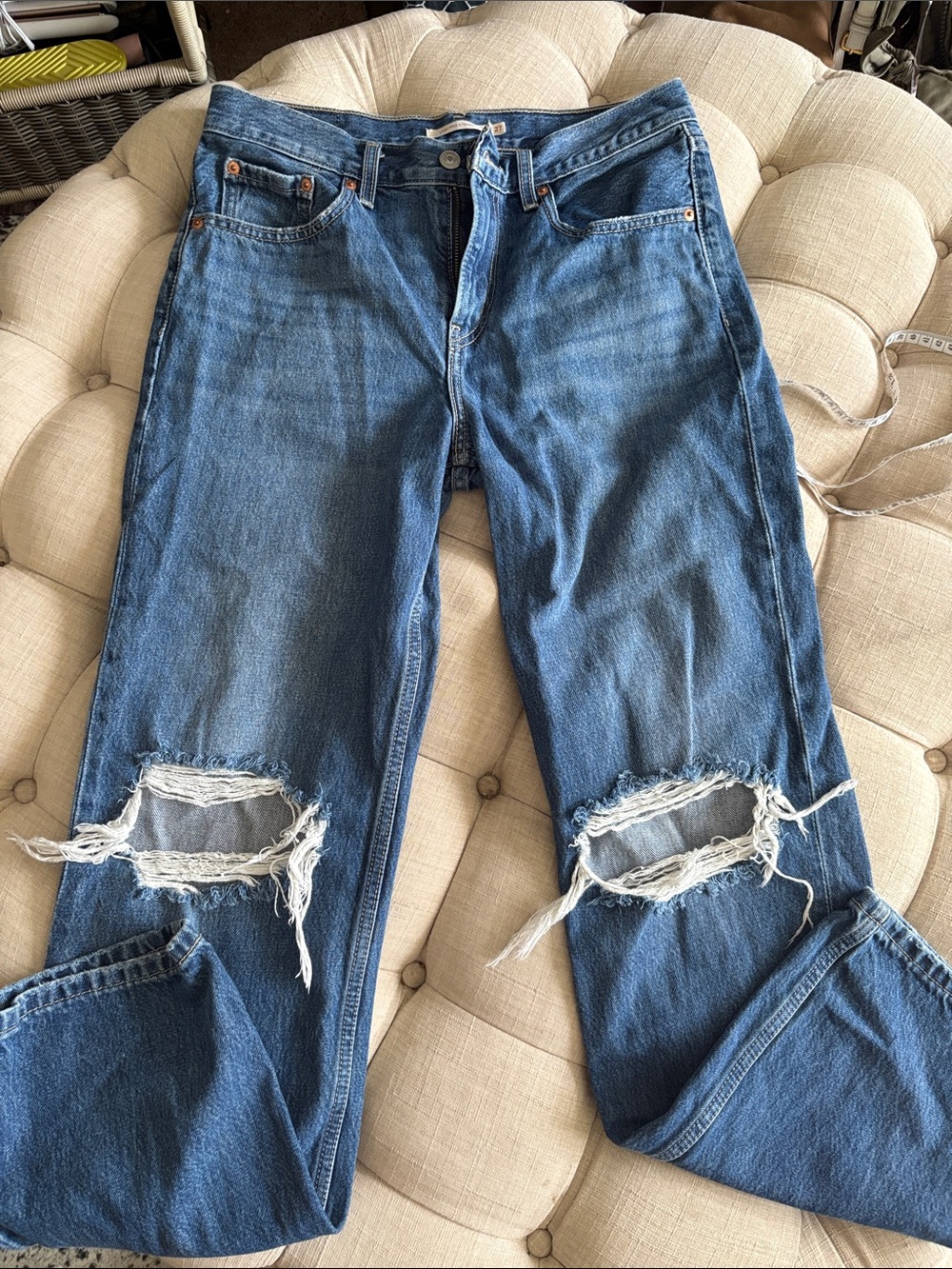 Levi's Distressed Blue Straight Leg Jeans